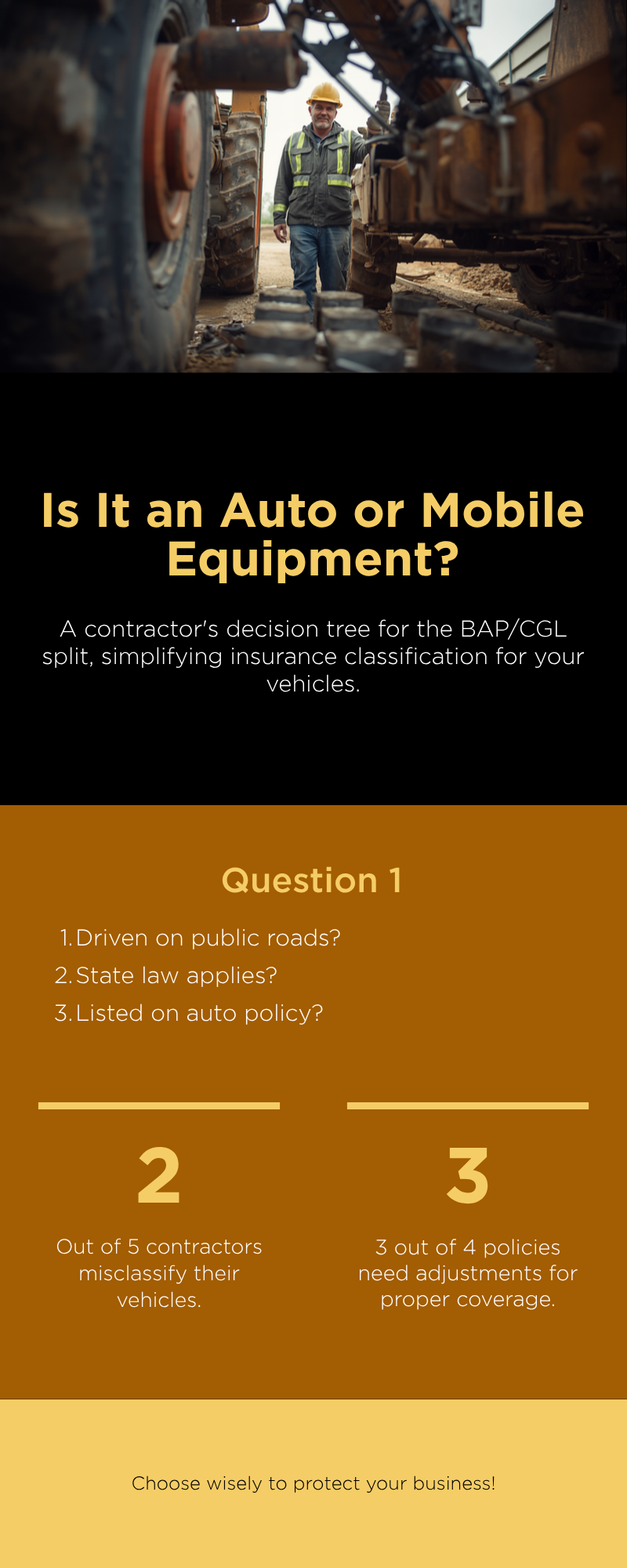 Auto or mobile equipment - decision tree for contractors BAP CGL split